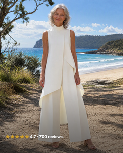 Sidonie | Asymmetric Layered Wide-Leg Jumpsuit in white