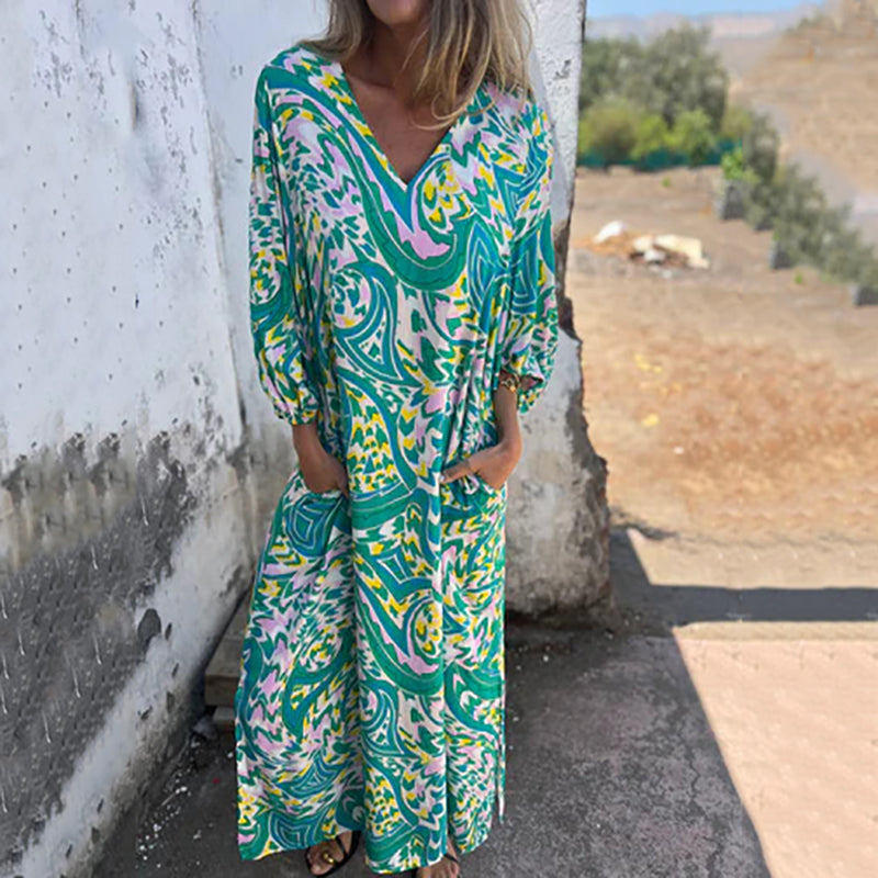 Samantha | Abstract Boho Maxi Dress