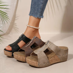 Btina | Wedge Sandals With Zip Detail