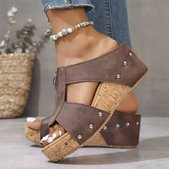 Btina | Wedge Sandals With Zip Detail