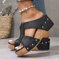 Btina | Wedge Sandals With Zip Detail