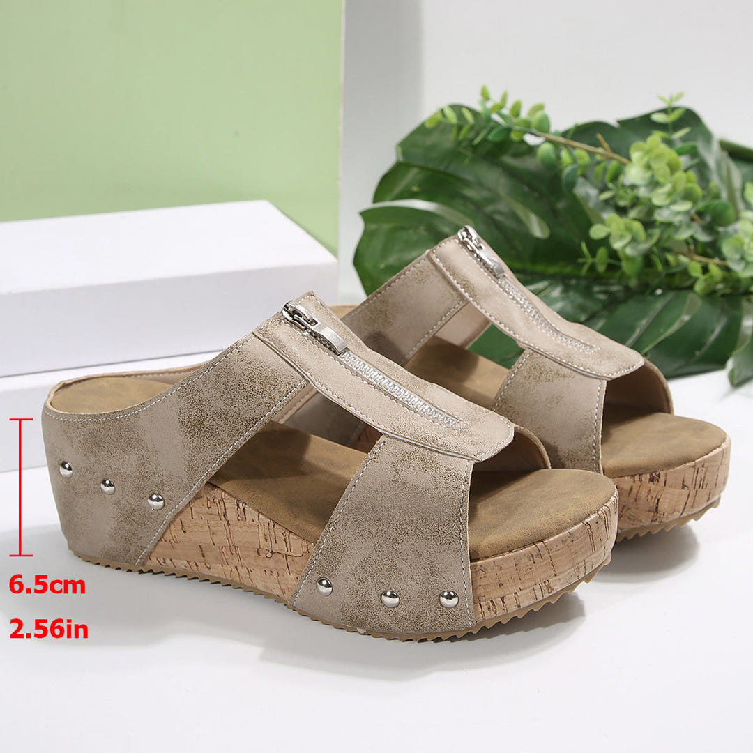 Btina | Wedge Sandals With Zip Detail
