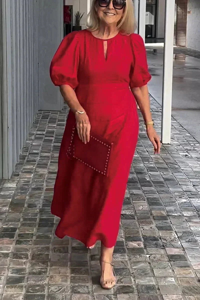 Janette | Puff Sleeve Midi Dress