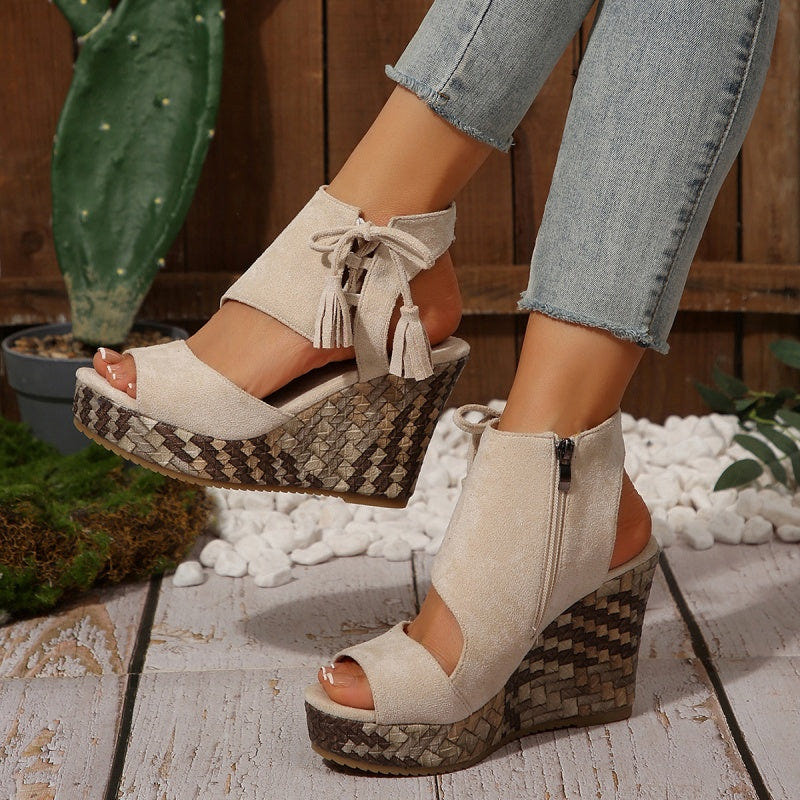 Atina | Woven Wedge Boho Sandals