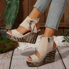 Atina | Woven Wedge Boho Sandals