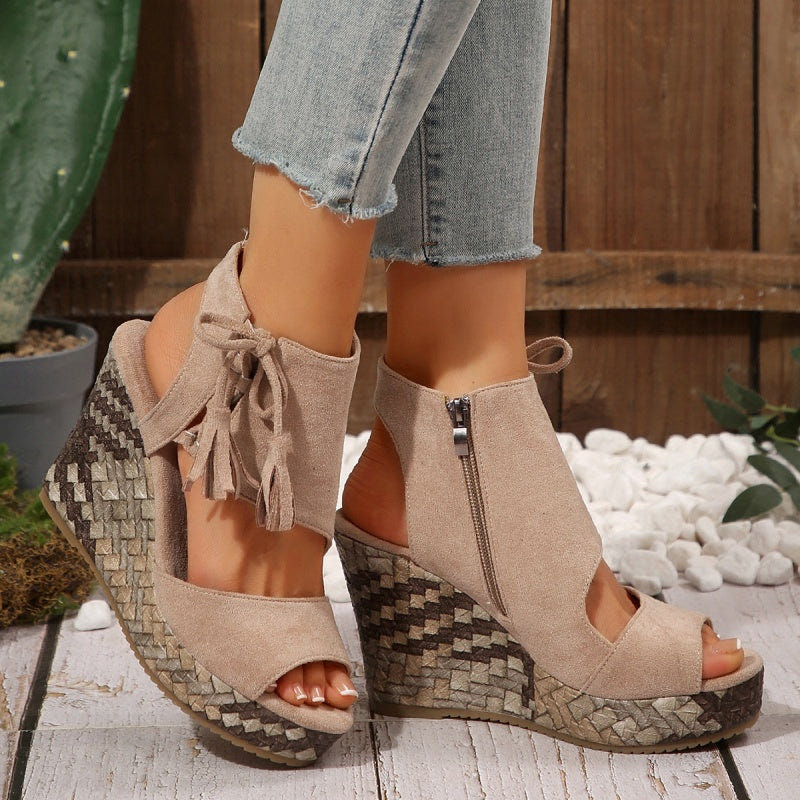 Atina | Woven Wedge Boho Sandals