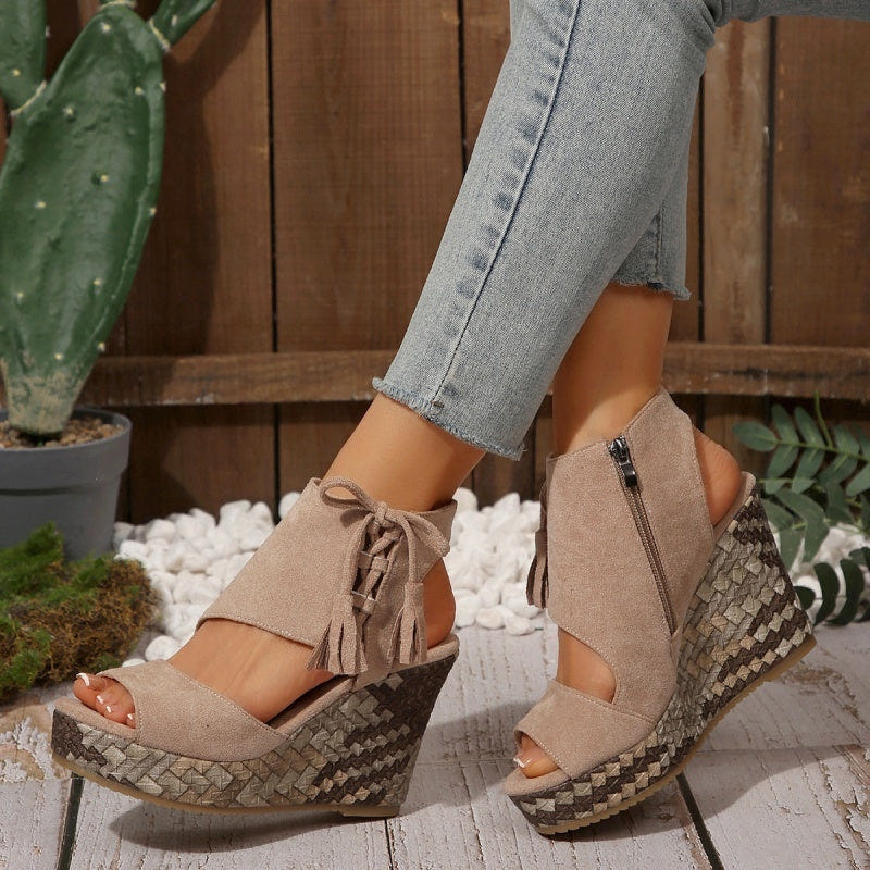 Atina | Woven Wedge Boho Sandals