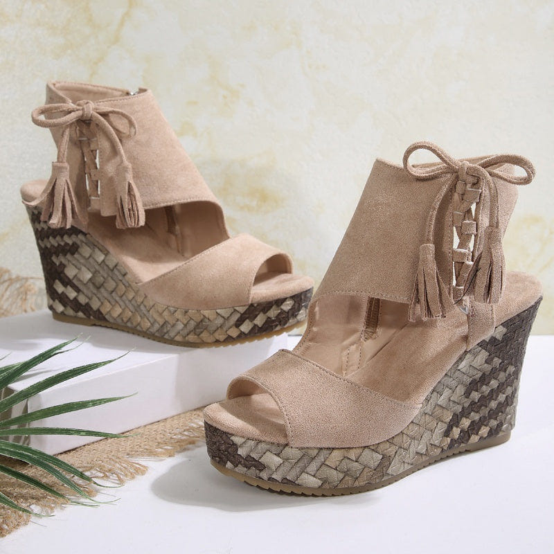 Atina | Woven Wedge Boho Sandals