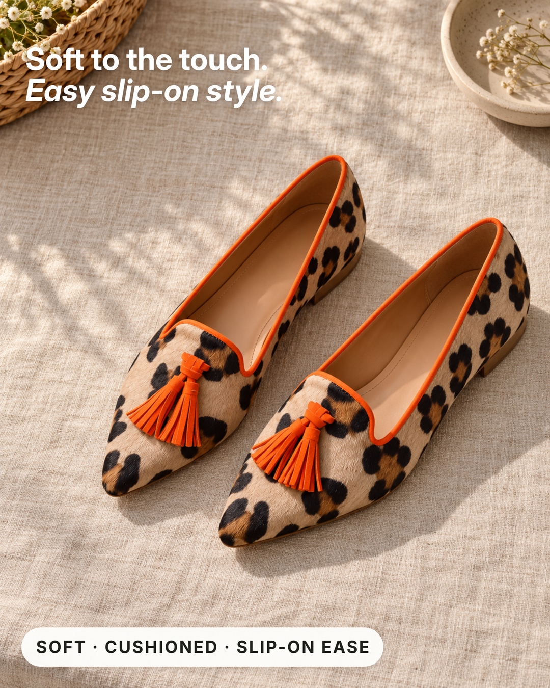 Ursa | Pointed Slip-On Flats fabric close-up