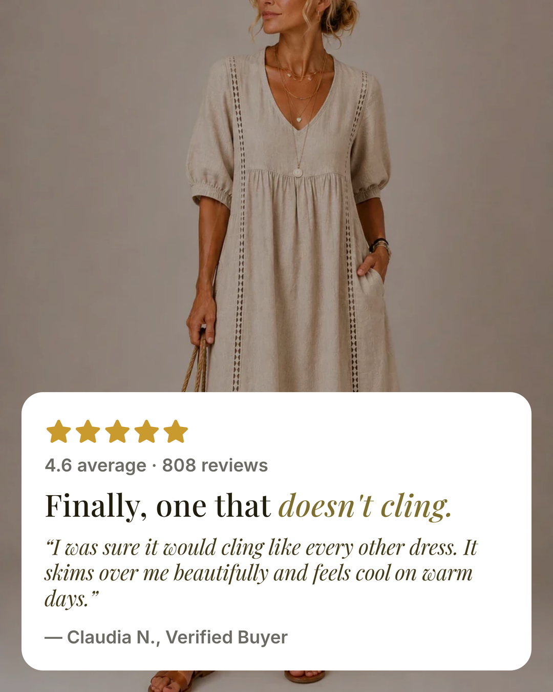 Van | Effortless Linen Midi Dress five star customer review
