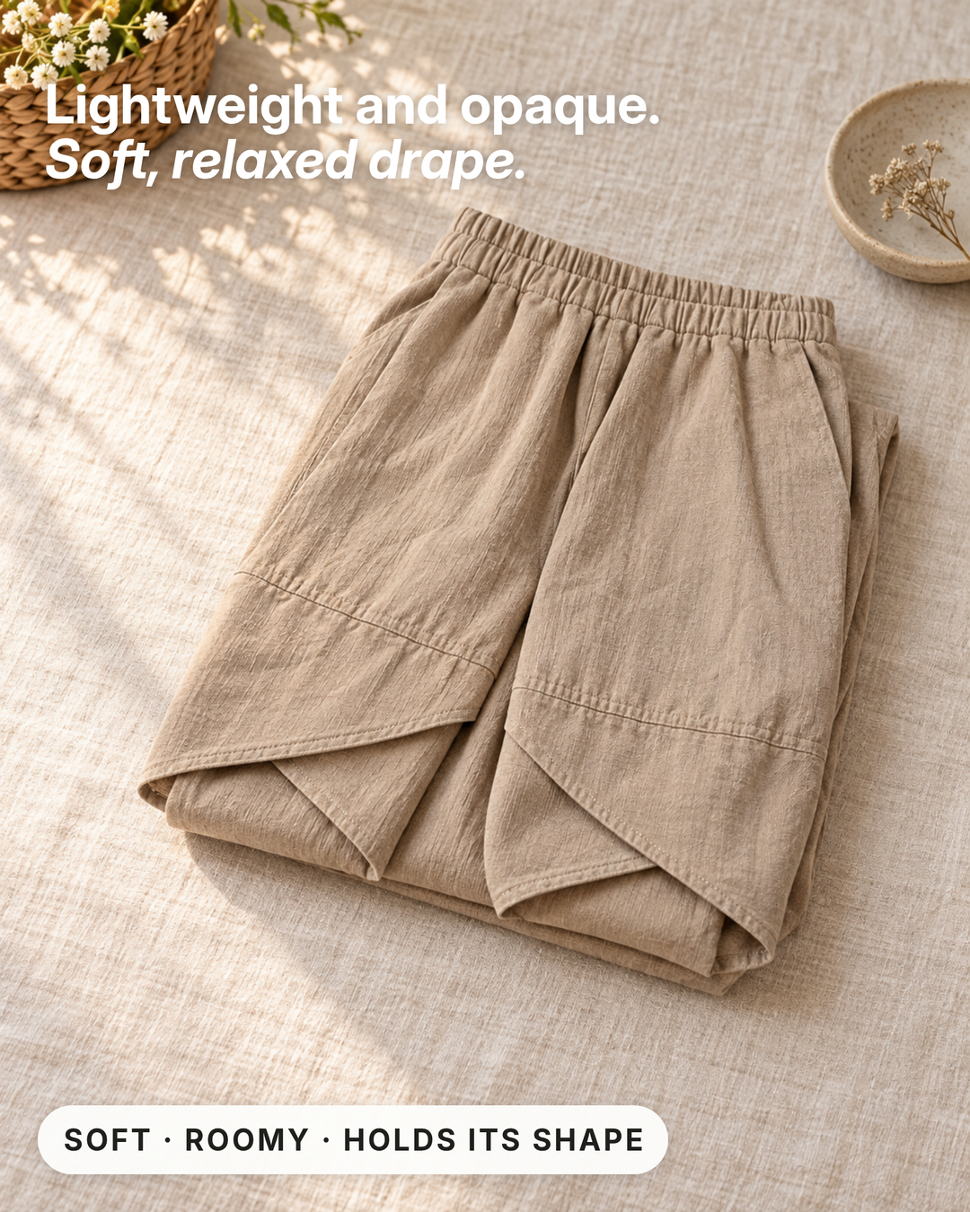 Vanda | Elegant Summer Trousers fabric close-up