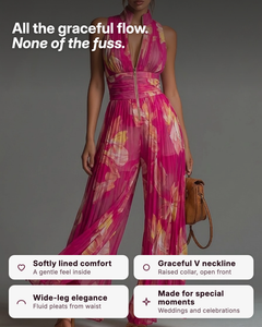 Vivi | Pleated Floral Halter Jumpsuit benefits