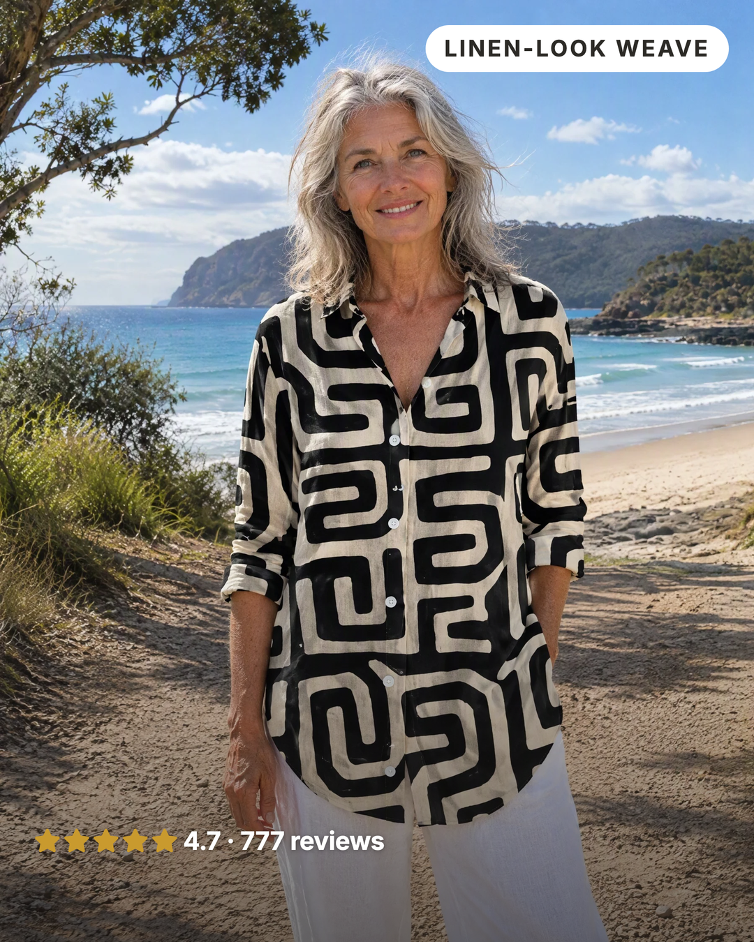 Zadie | Graphic Print Longline Shirt in black maze