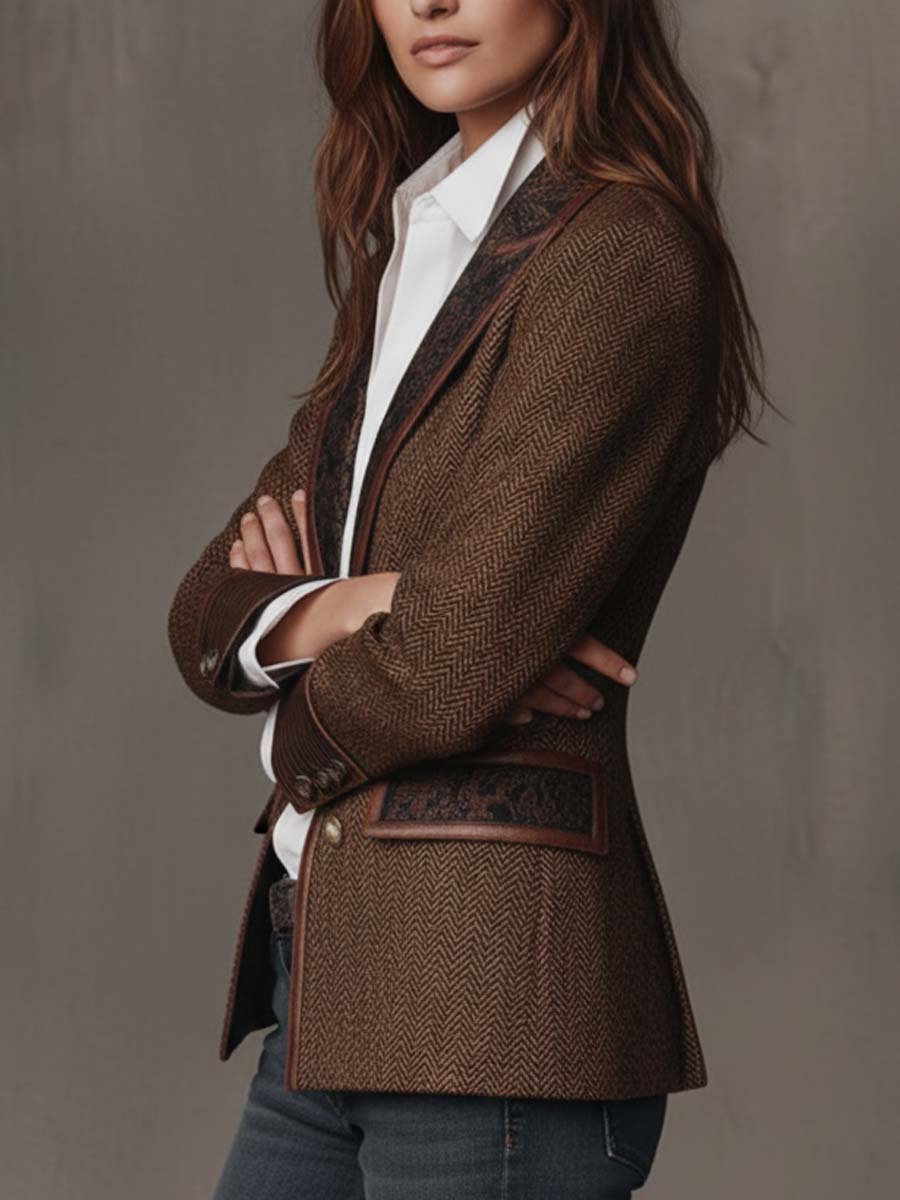 Dusty | Herringbone Panel Blazer