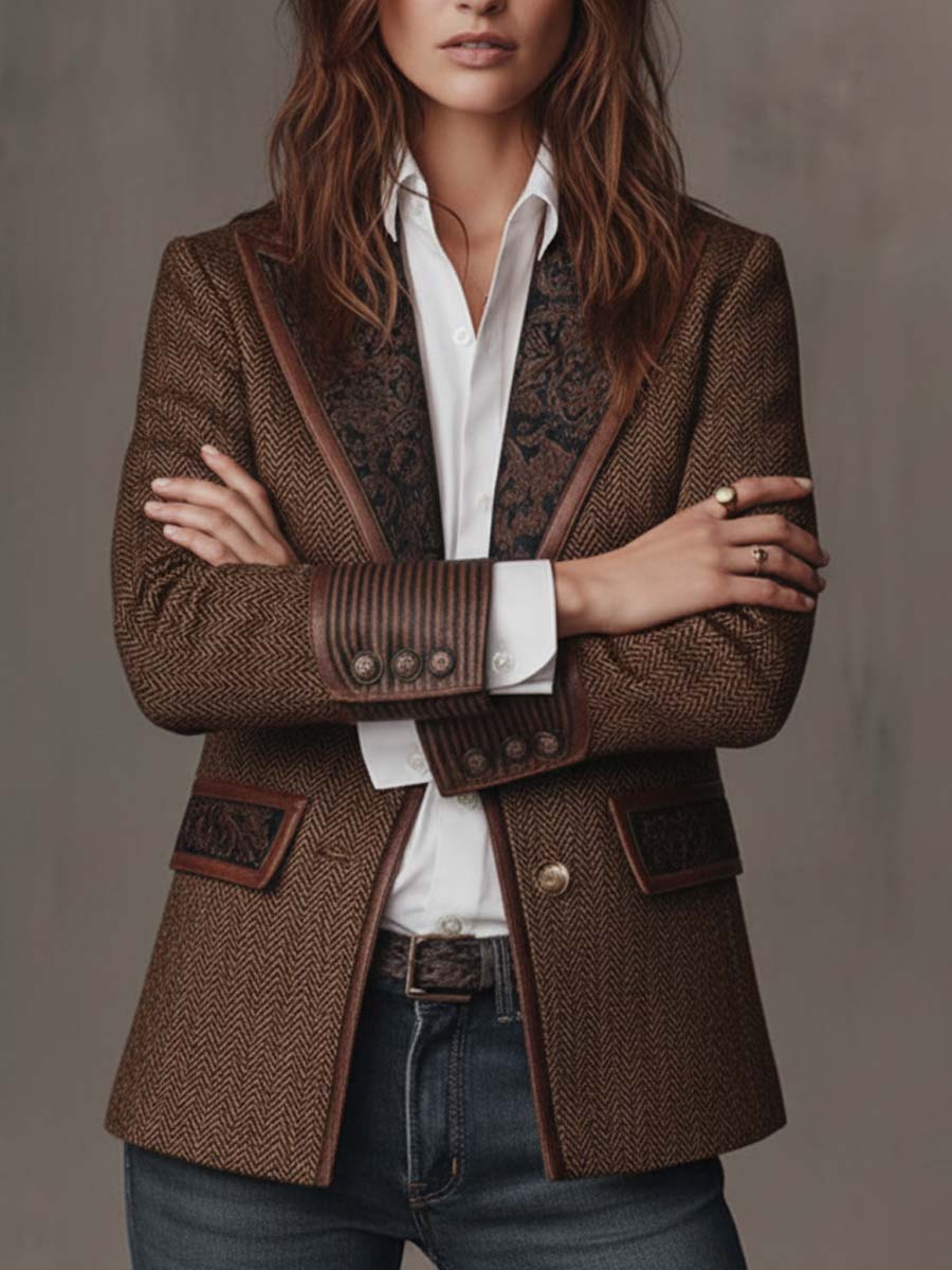 Dusty | Herringbone Panel Blazer