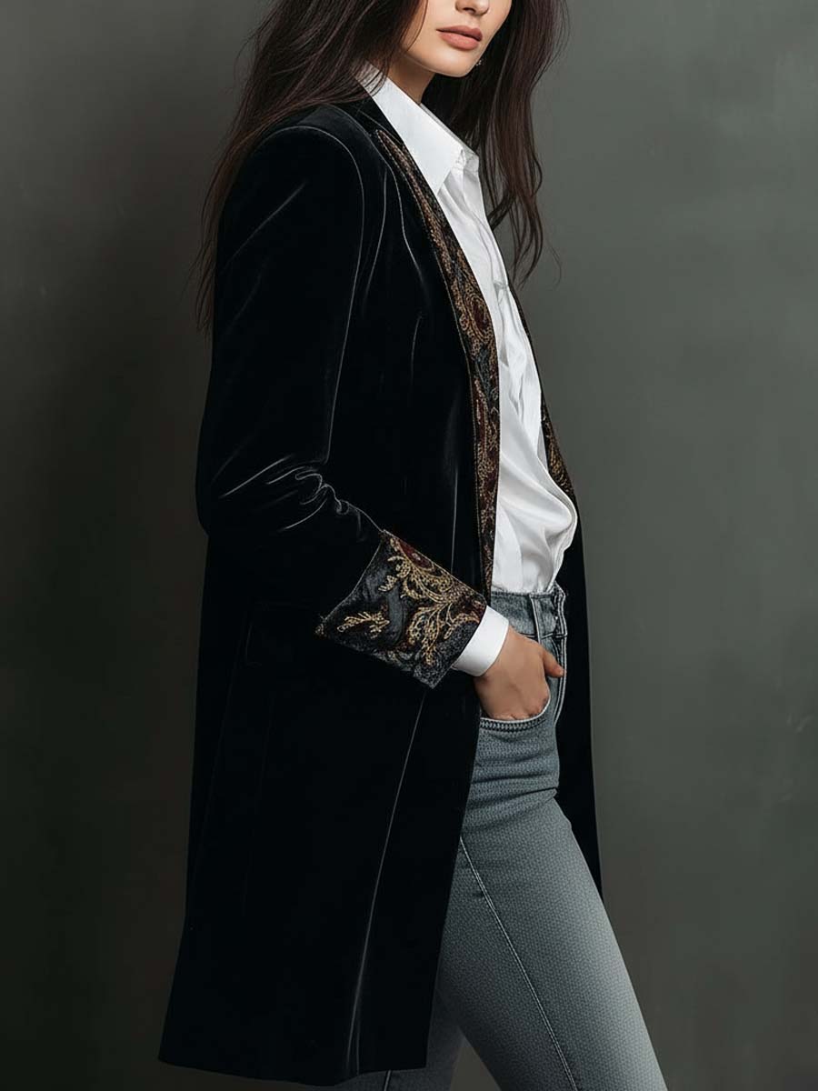 Krystal | Baroque-Trim Tailored Blazer