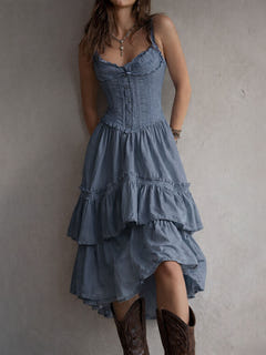 Carina | Lace-Trim Retro Midi Dress