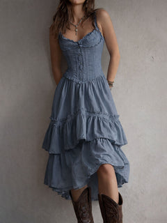 Carina | Lace-Trim Retro Midi Dress