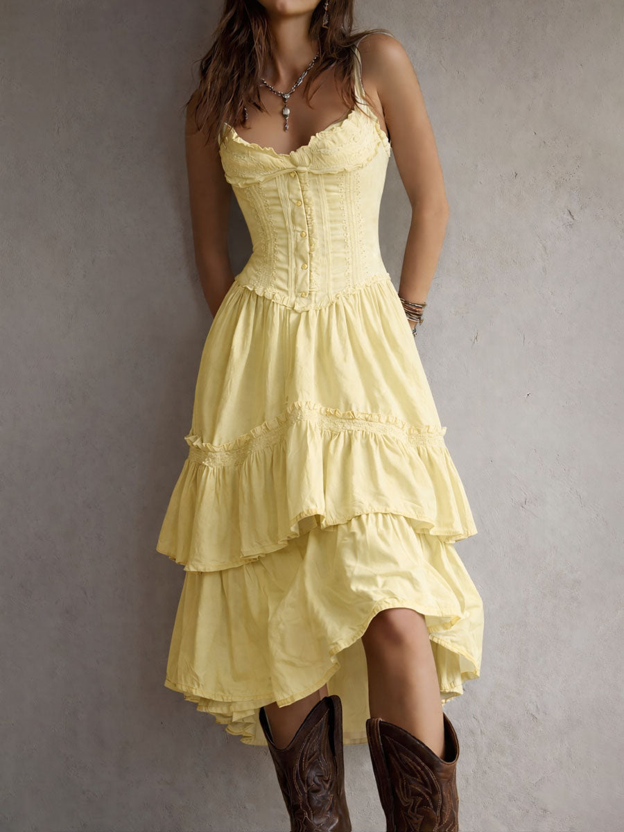 Carina | Lace-Trim Retro Midi Dress
