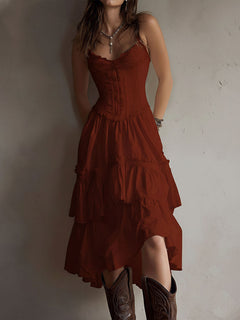 Carina | Lace-Trim Retro Midi Dress