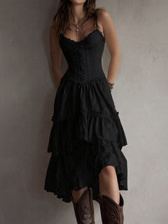 Carina | Lace-Trim Retro Midi Dress