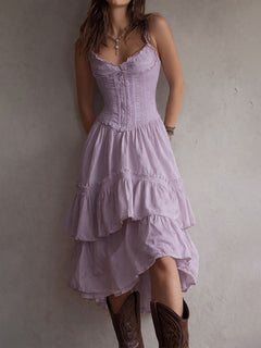 Carina | Lace-Trim Retro Midi Dress