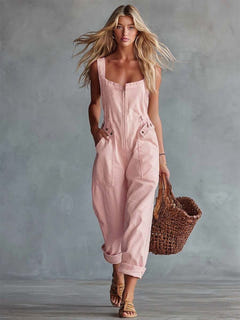 Selkie | Square-Neck Denim Jumpsuit