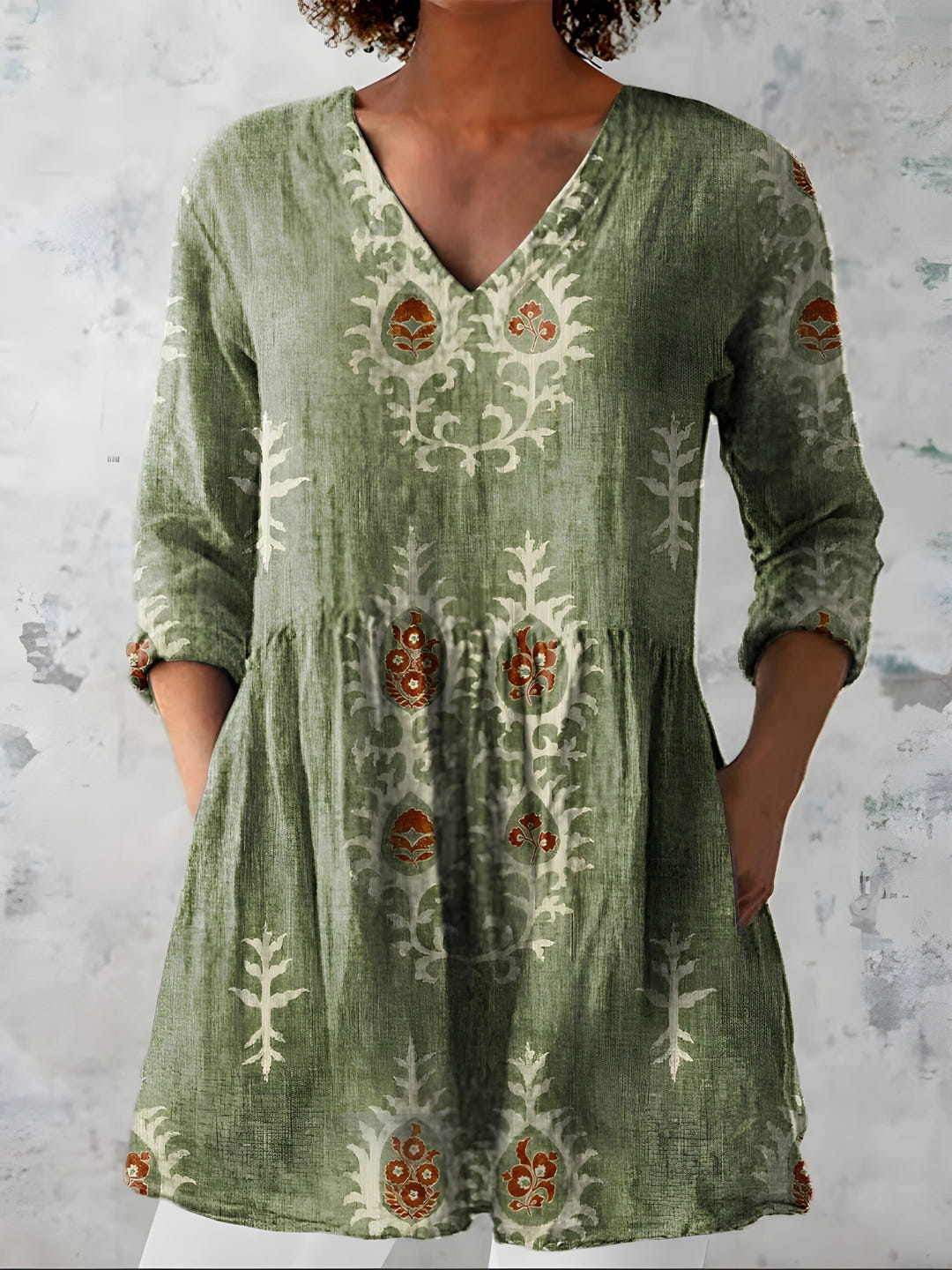 Mary-Jane | Flowing Long Blouse V-Neck