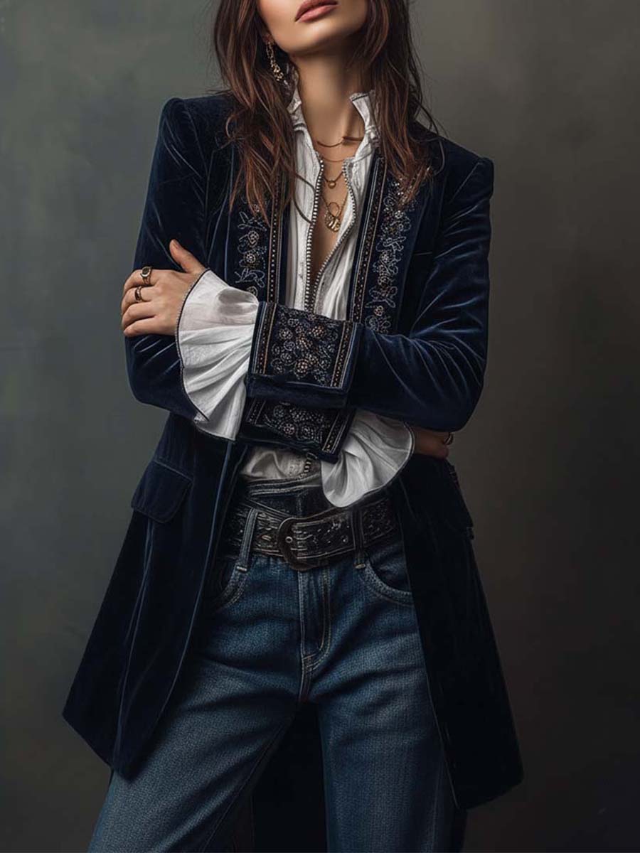 Ellie-Mae | Embroidered Longline Jacket