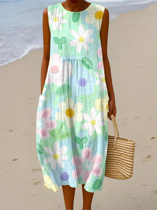 Svetlana | Pastel Blossom Midi Dress