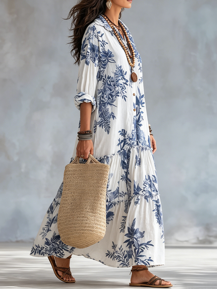 Berit | Blue Floral Maxi Dress