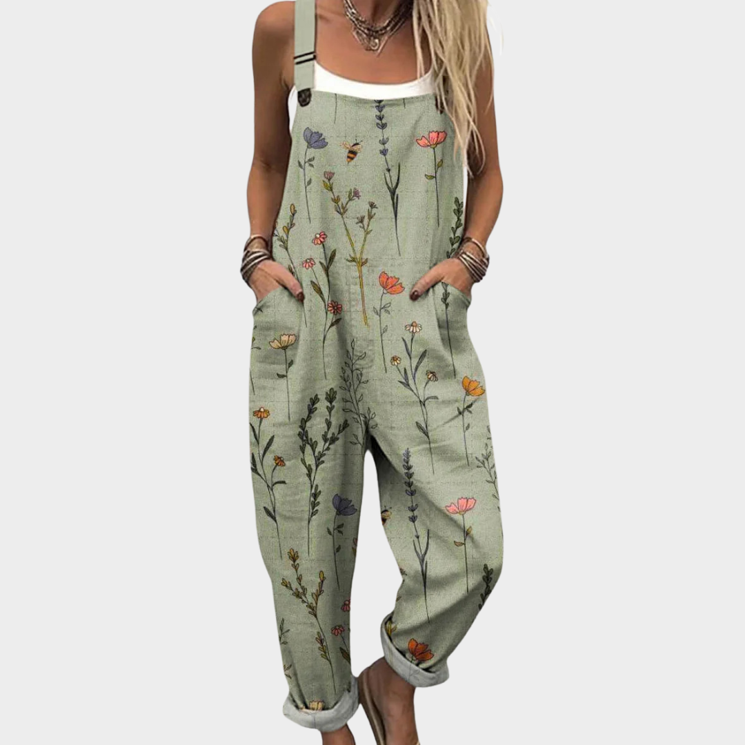 Gail | Printed Overalls Wide-Leg