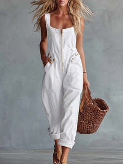 Selkie | Square-Neck Denim Jumpsuit