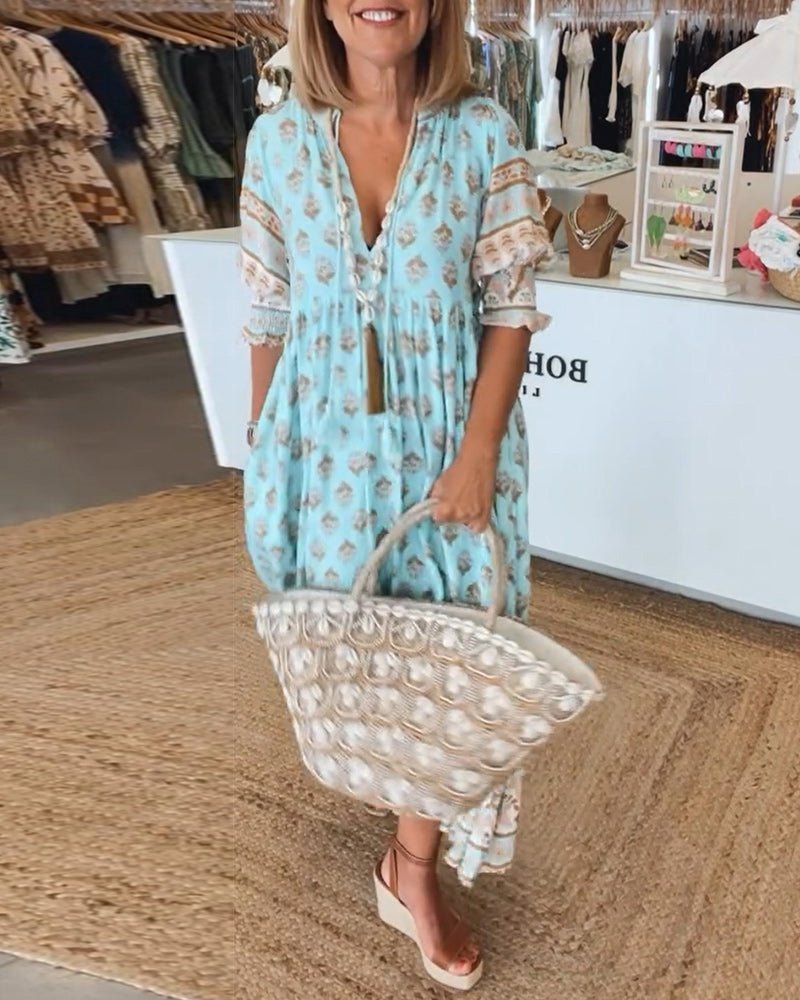 Jana | Floral V-Neck Midi Dress