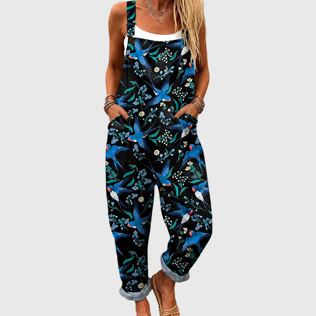 Edwina | Swallow Print Overalls