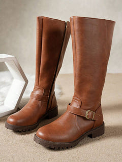 Fearchar | Tall Leather Buckle Boot