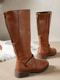Fearchar | Tall Leather Buckle Boot