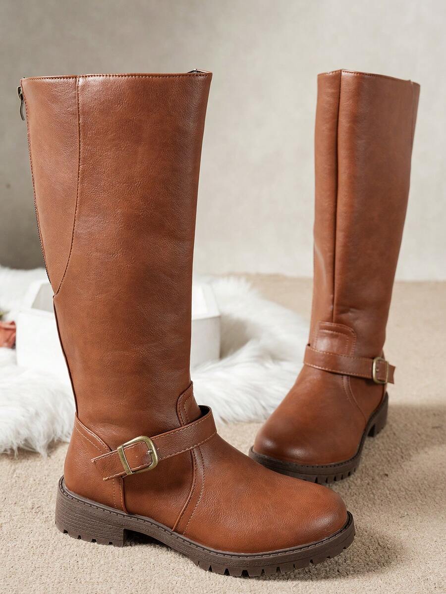 Fearchar | Tall Leather Buckle Boot