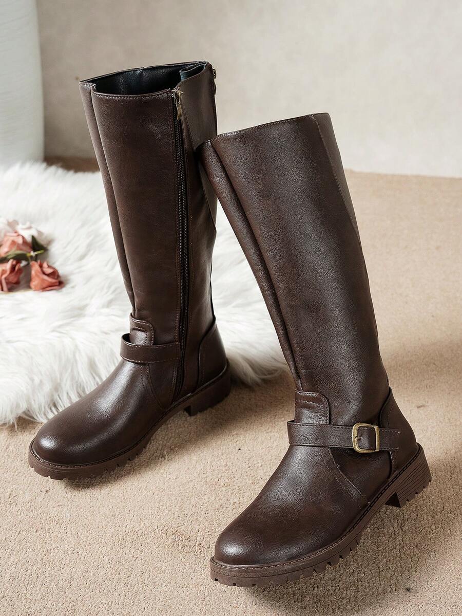 Fearchar | Tall Leather Buckle Boot