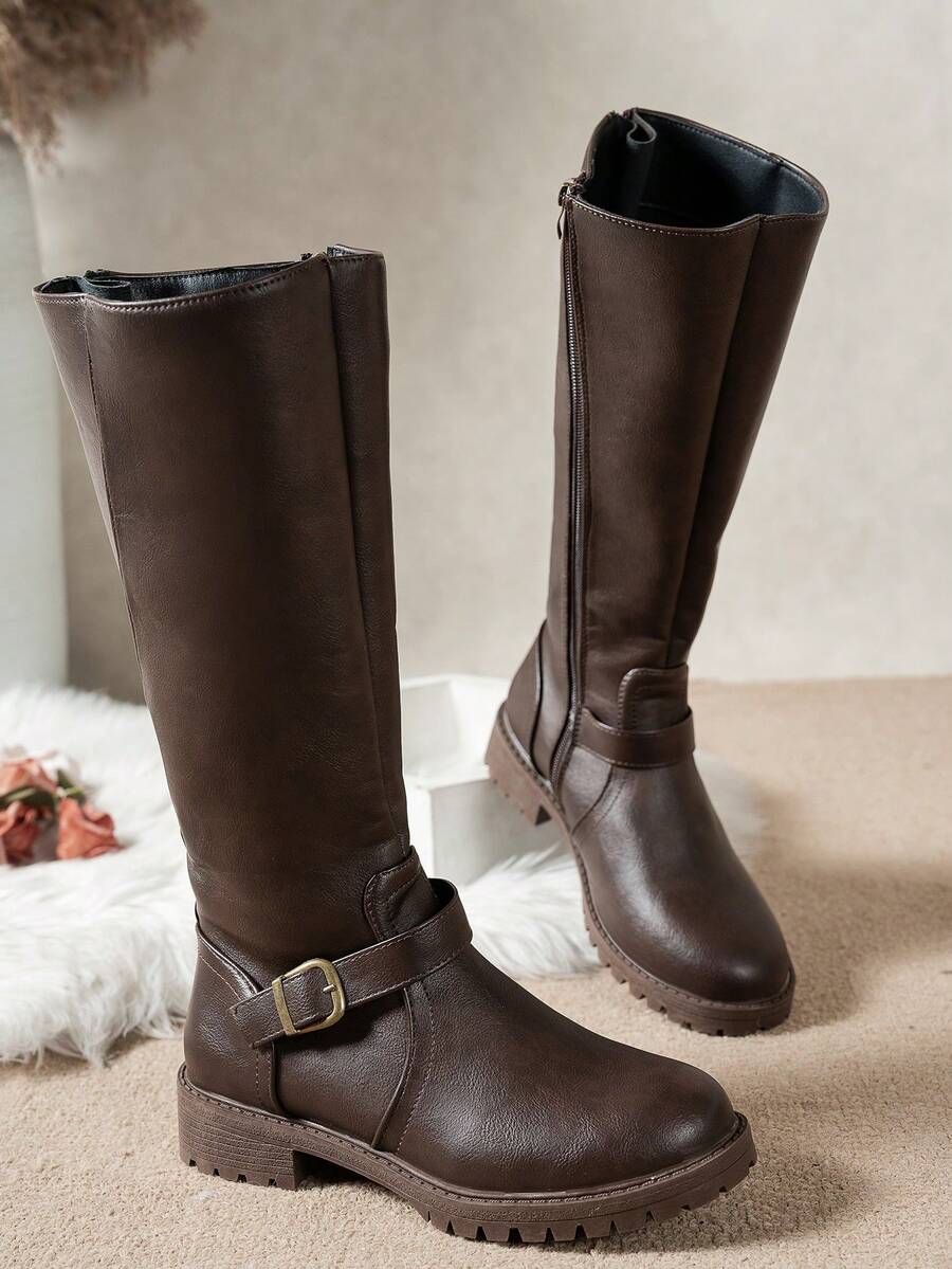 Fearchar | Tall Leather Buckle Boot