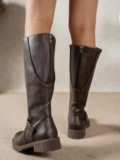 Fearchar | Tall Leather Buckle Boot