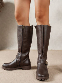 Fearchar | Tall Leather Buckle Boot