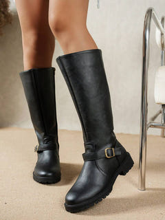 Fearchar | Tall Leather Buckle Boot