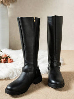 Fearchar | Tall Leather Buckle Boot