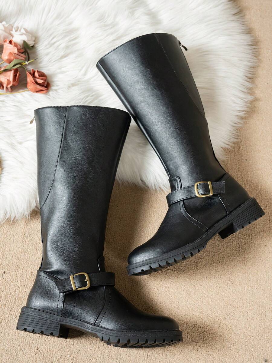Fearchar | Tall Leather Buckle Boot
