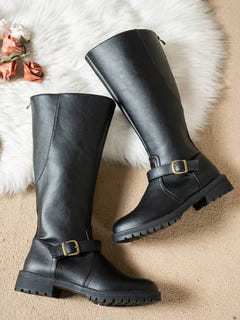 Fearchar | Tall Leather Buckle Boot