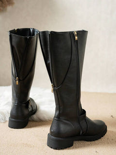 Fearchar | Tall Leather Buckle Boot