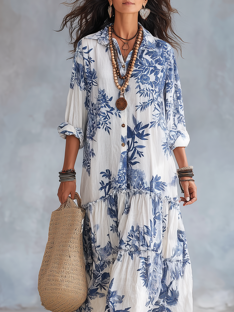 Berit | Blue Floral Maxi Dress