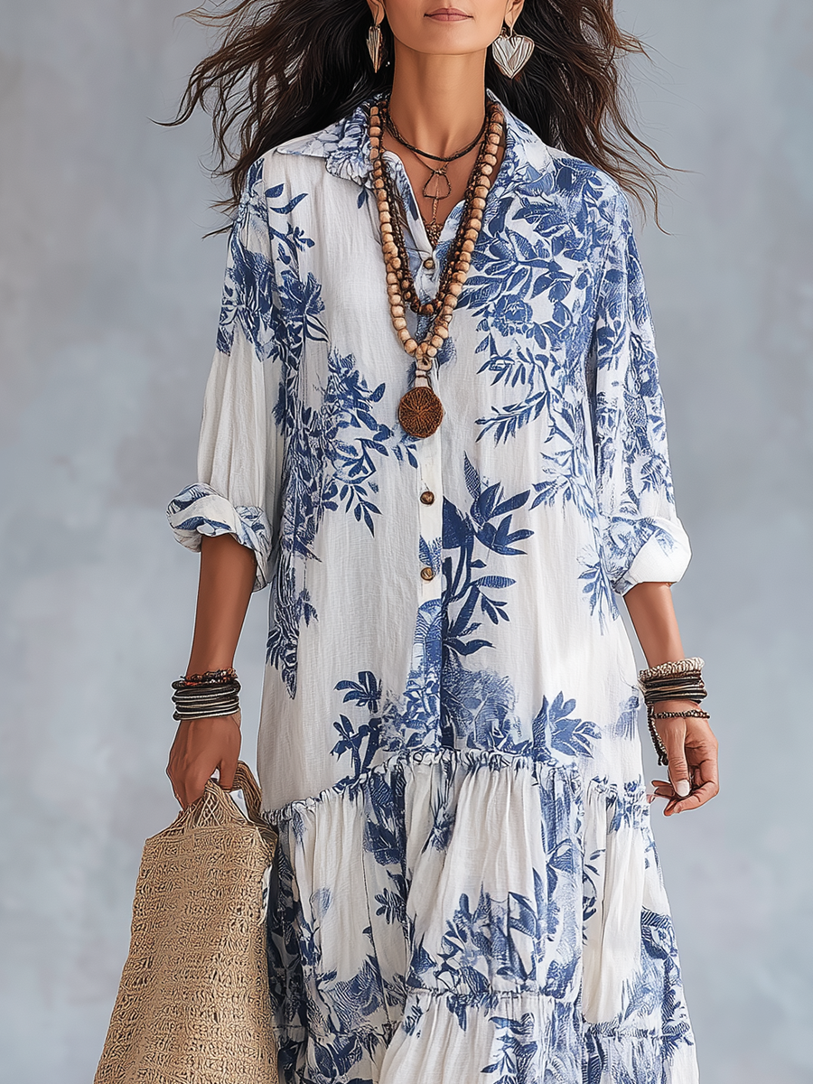 Berit | Blue Floral Maxi Dress