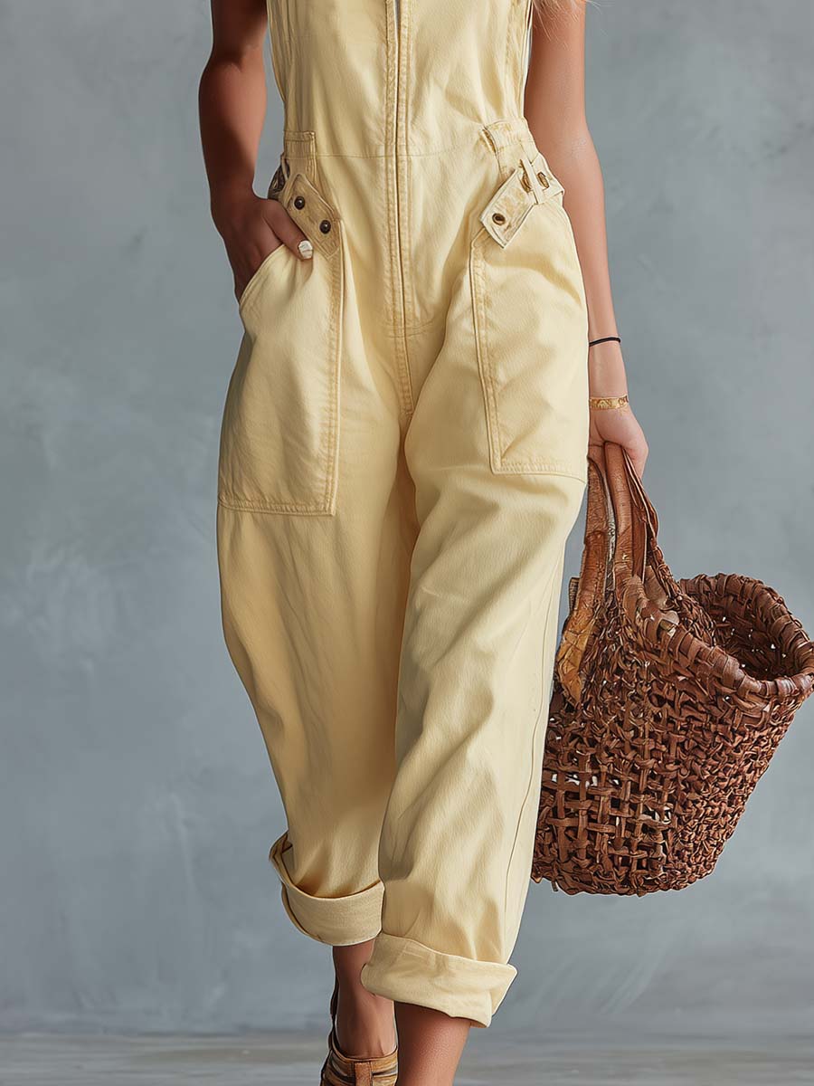 Selkie | Square-Neck Denim Jumpsuit